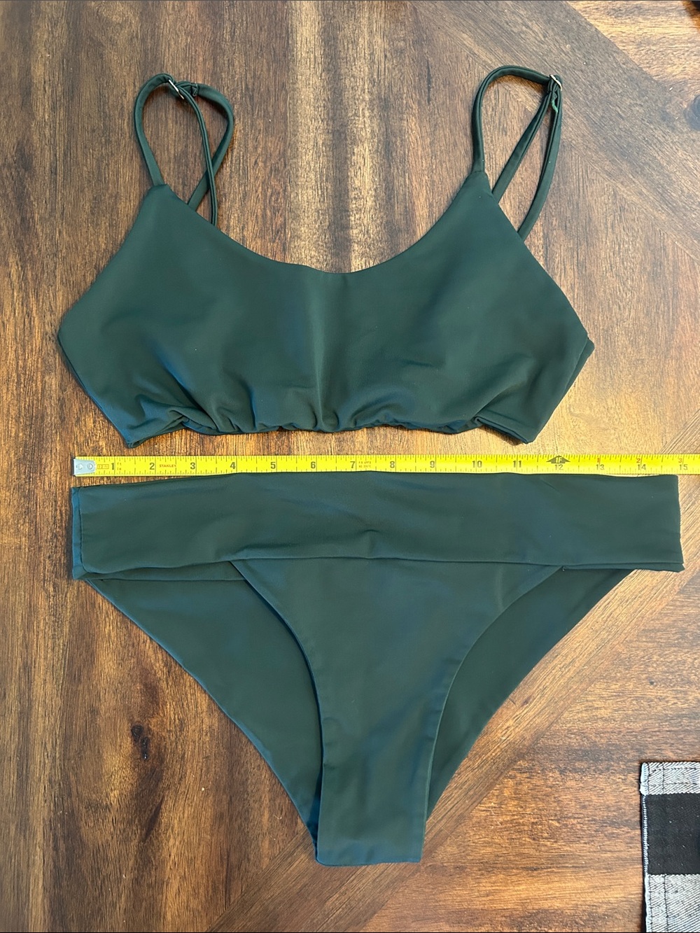 Forest Green Women's Bikini Set - Scoop Top and High Waist Bottom